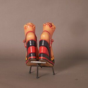 1950s Color Block Wedge Heels Sandals